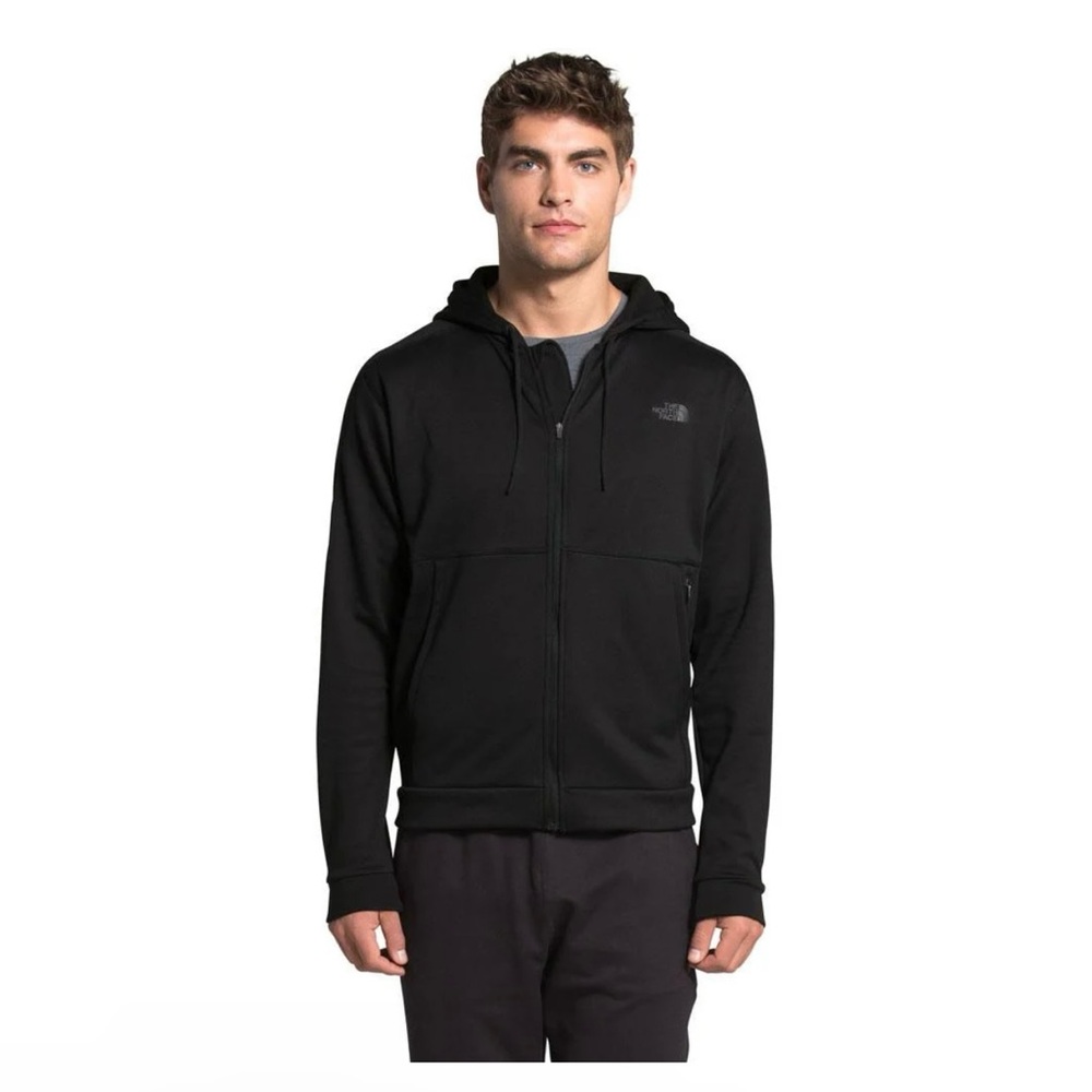 The North Face Man’s Best Full Zip Hoodie Medium Black Double Logo‎ Pockets EUC
